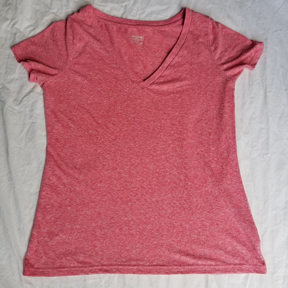 Heathered pink V neck tee